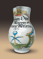 Birnkrug: Namensbeischrift: "Christian Otto Meierer -- Salomea Meierin" und "1801".